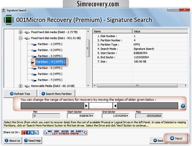 001Micron (Premium) Recovery Software Screenshot