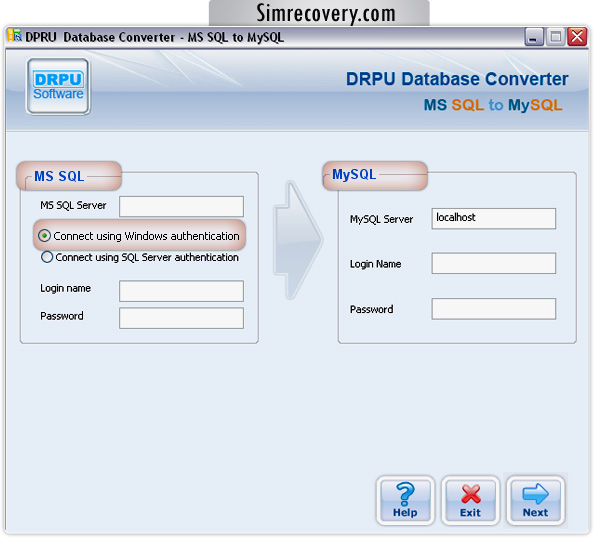 MSSQL to MySQL database converter screenshot