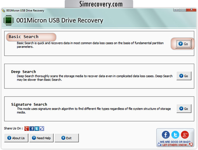 USB drive data recovery software screenshot
