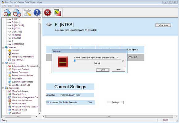 Screenshot of Data Shredder Software