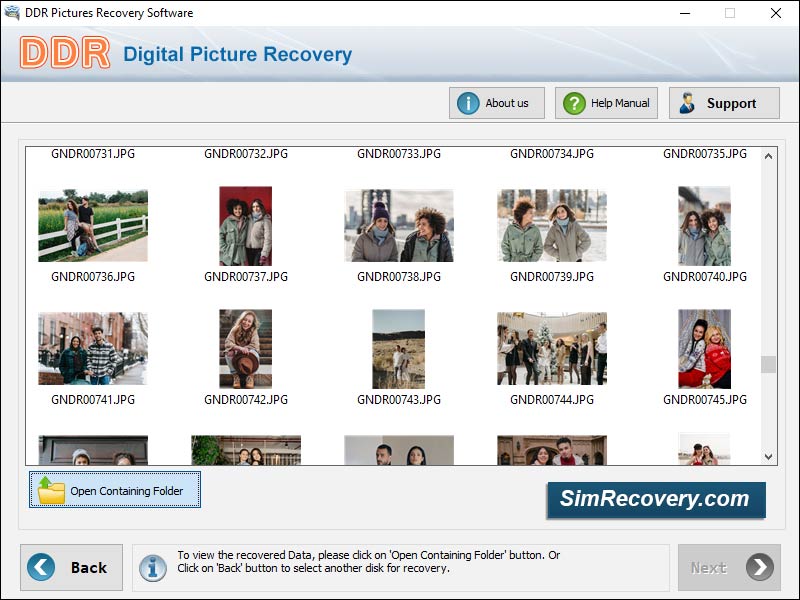 Screenshot of Digital Images Restoration Utility