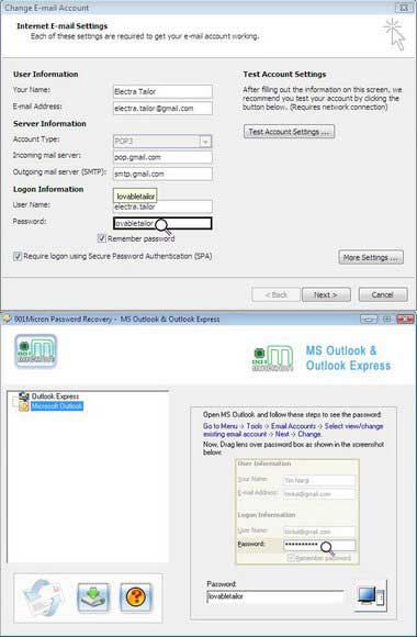 Screenshot of Outlook Express Email Password Revealer