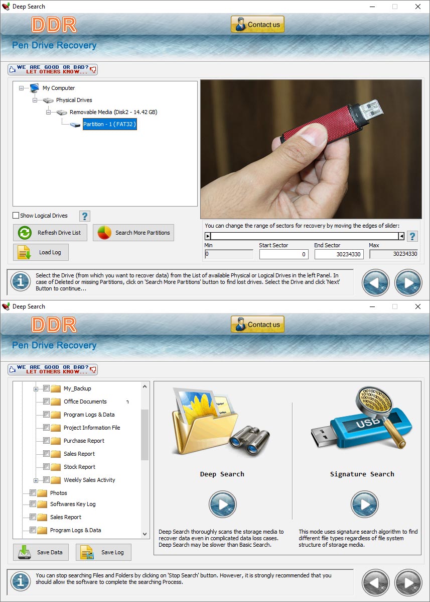 Pen Drive Files Restoration Tool screen shot