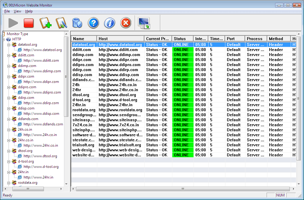 Screenshot of 001Micron Website Monitoring Utility