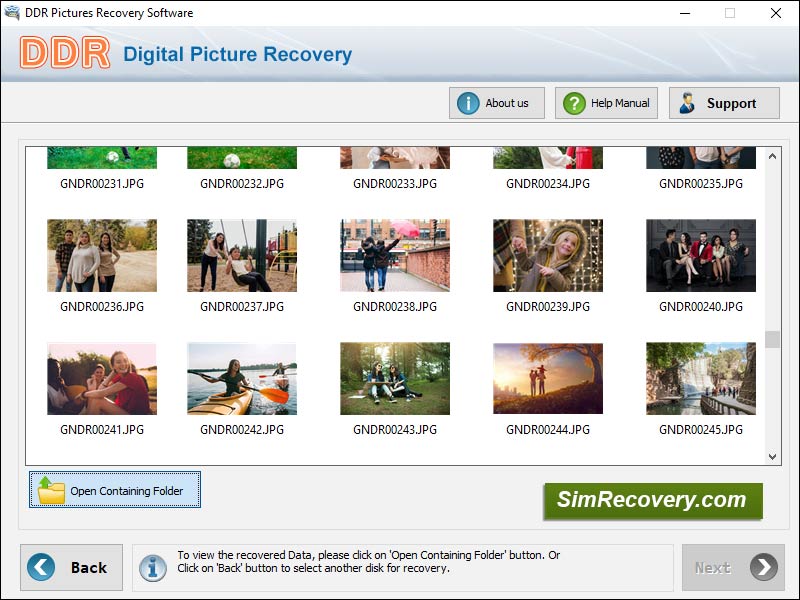 Screenshot of Camera Recovery