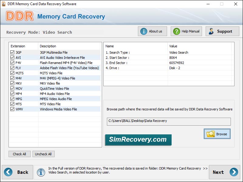 Screenshot of Memory Card Recovery