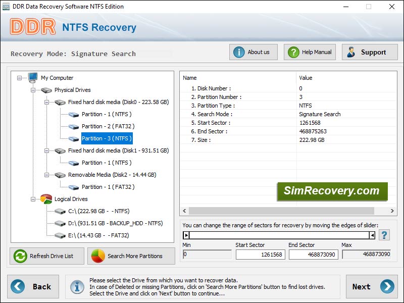 Screenshot of NTFS Recovery