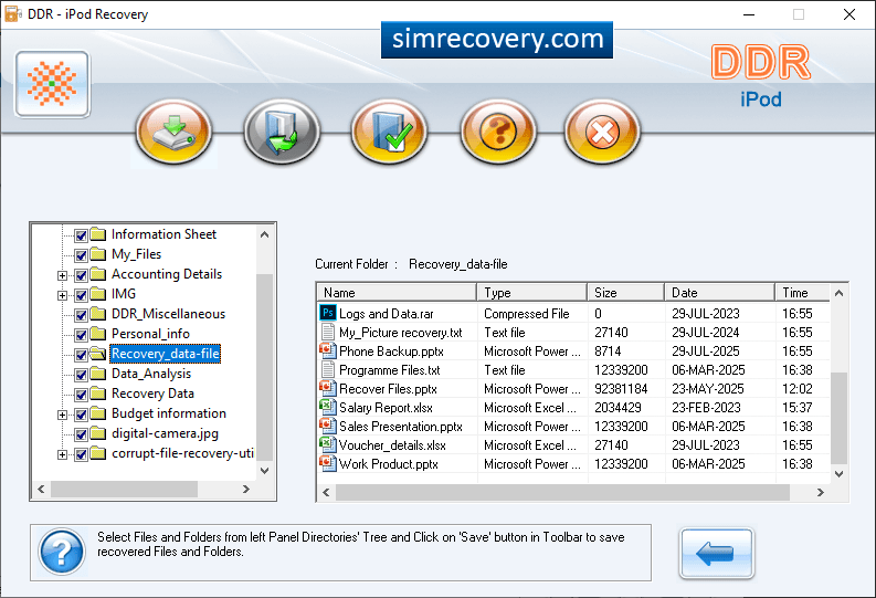 Partition files and folders left panel