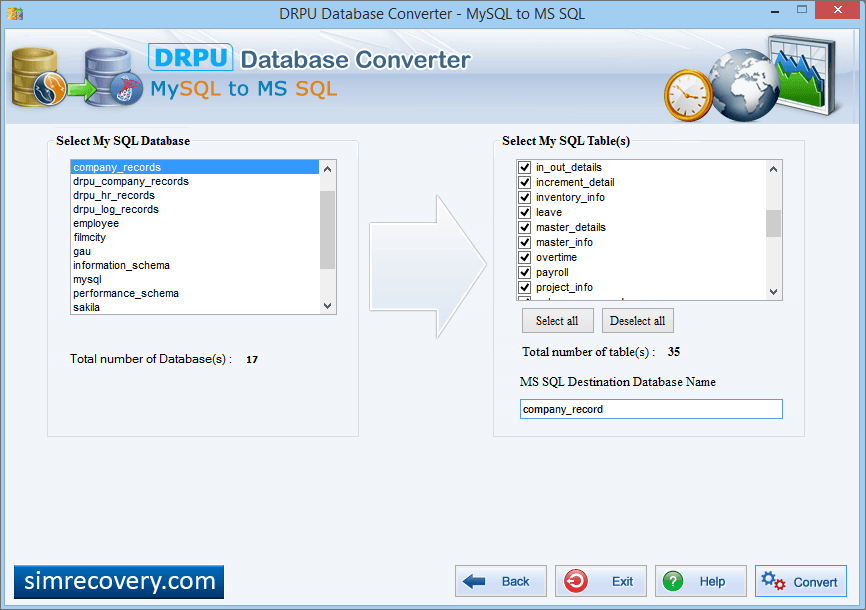 Select MySQL Database to MS SQL Database
