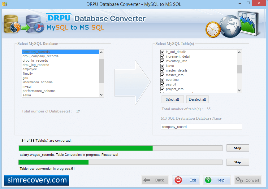 MySQL to MSSQL Database Converter MySQL to MSSQL Database Converter