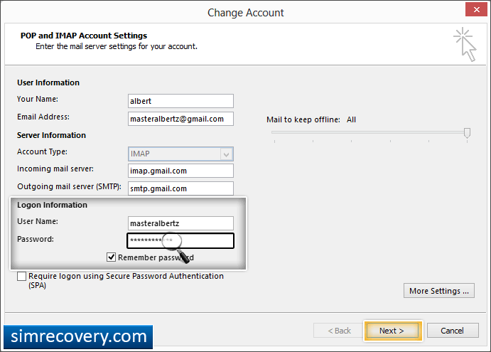 Outlook Password