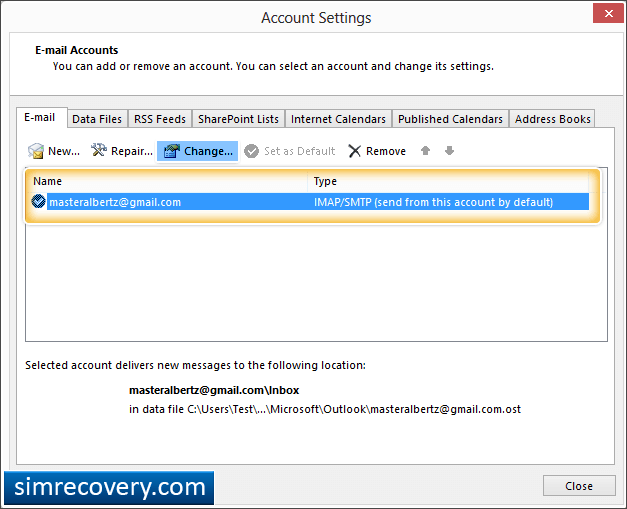 Email Account View