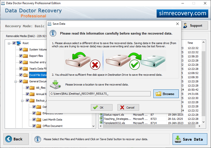 Browse path recovered data