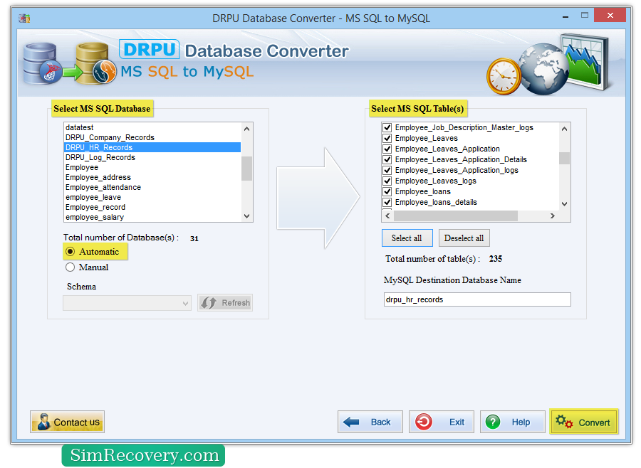 MSSQL to MySQL Database Converter