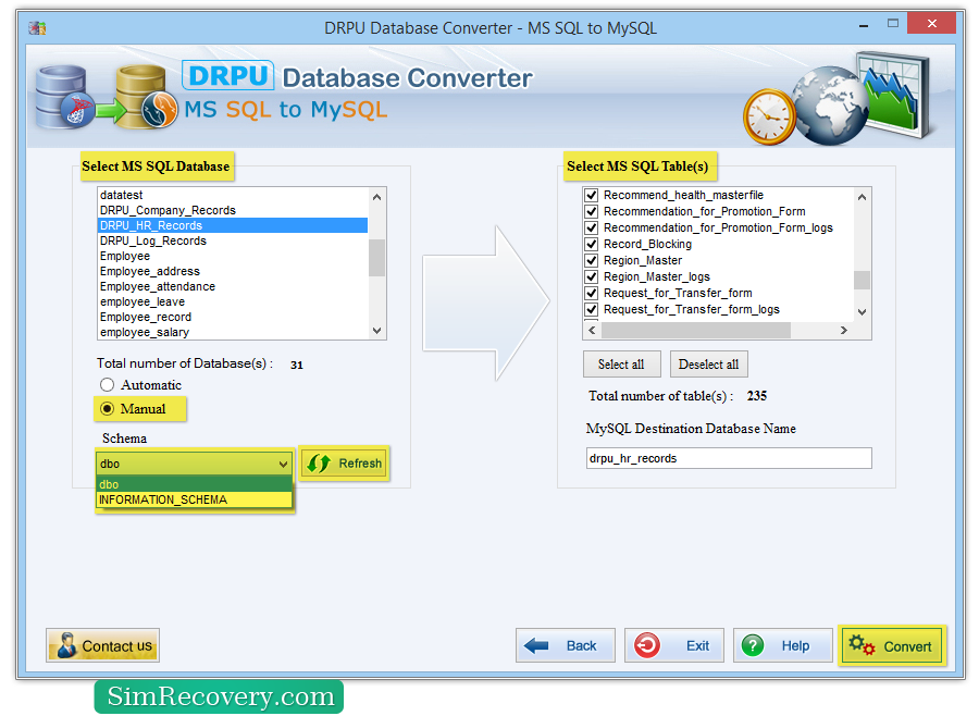 MSSQL to MySQL Database Converter