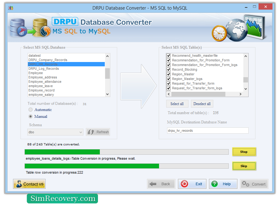 MSSQL to MySQL Database Converter